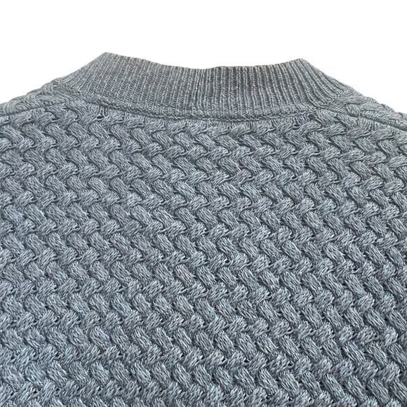 LL Bean Blue Textured Basketweave Open Front Cardigan Size S Sweater - Picture 9 of 11